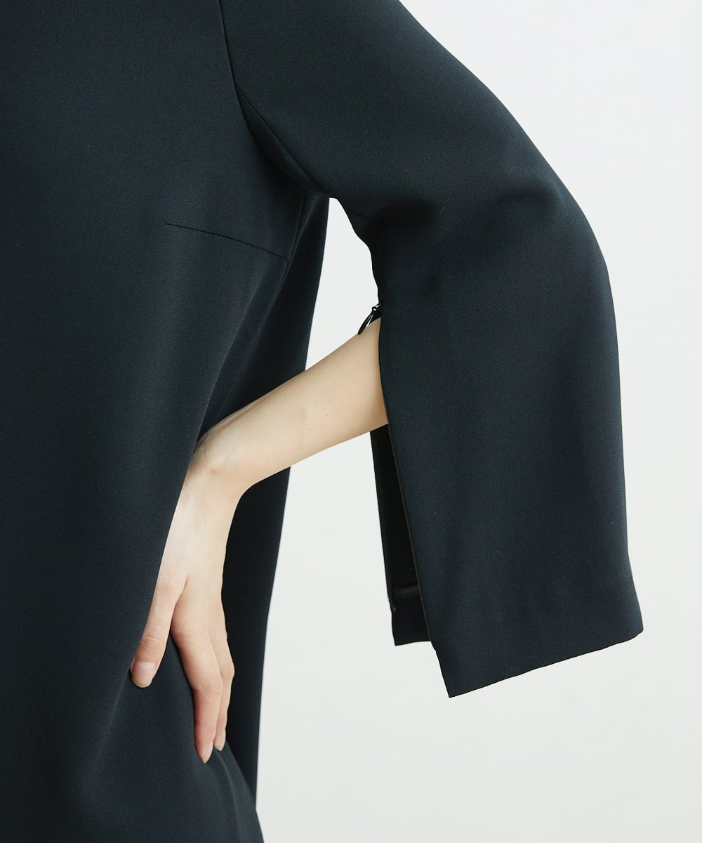 F6EDS04330 MICHEL KLEIN(小さいサイズ)(メゾン ドゥ サンク) [小さいサイズ]2WAYスリットスリーブワンピース ブラック(94)