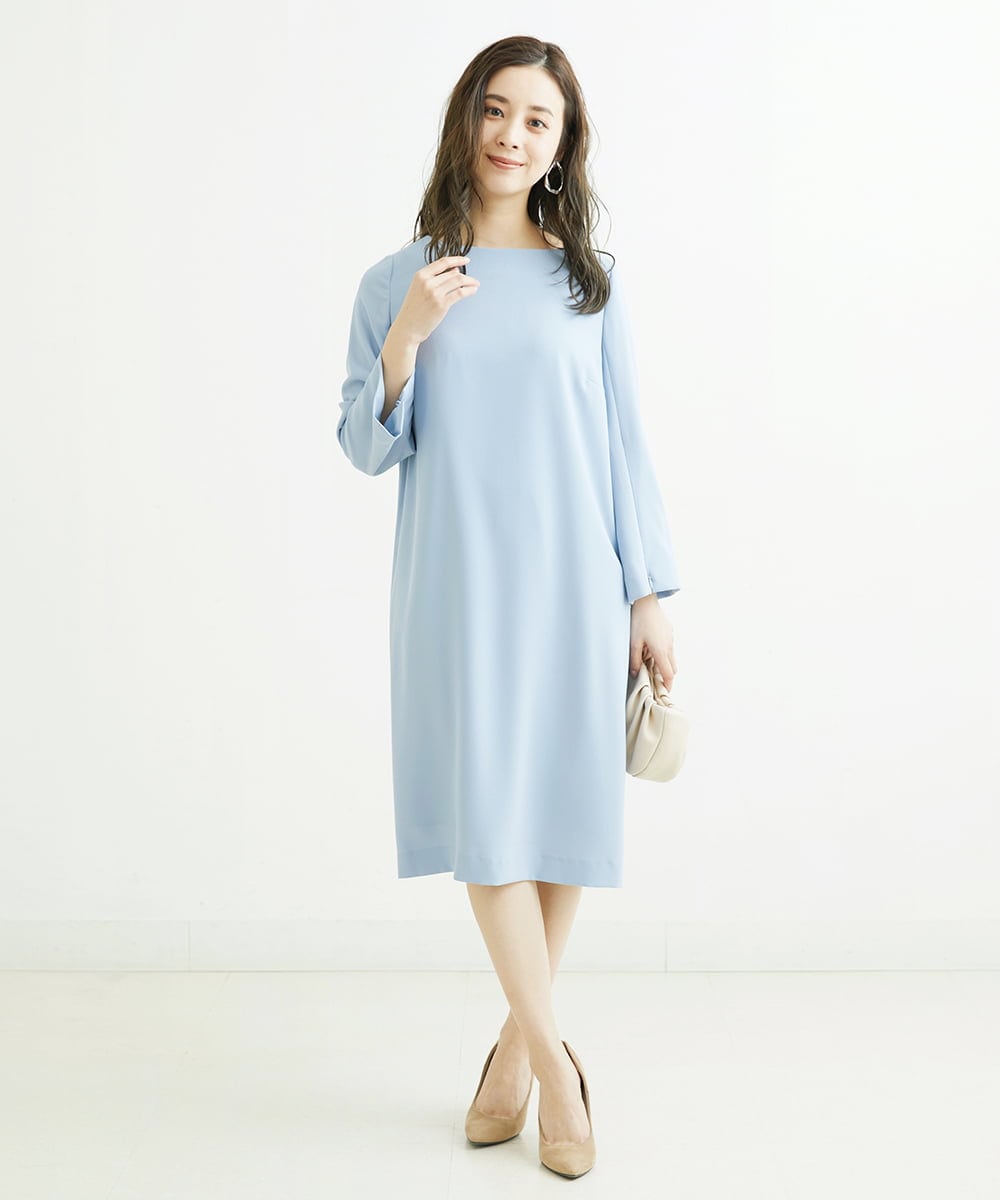 F6EDS04330 MICHEL KLEIN(小さいサイズ)(メゾン ドゥ サンク) [小さいサイズ]2WAYスリットスリーブワンピース ブラック(94)