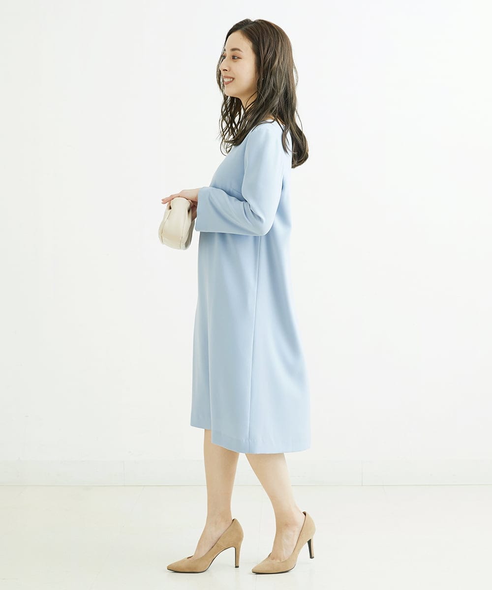 F6EDS04330 MICHEL KLEIN(小さいサイズ)(メゾン ドゥ サンク) [小さいサイズ]2WAYスリットスリーブワンピース ブラック(94)