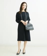 F6EDS04330 MICHEL KLEIN(小さいサイズ)(メゾン ドゥ サンク) [小さいサイズ]2WAYスリットスリーブワンピース ブラック(94)