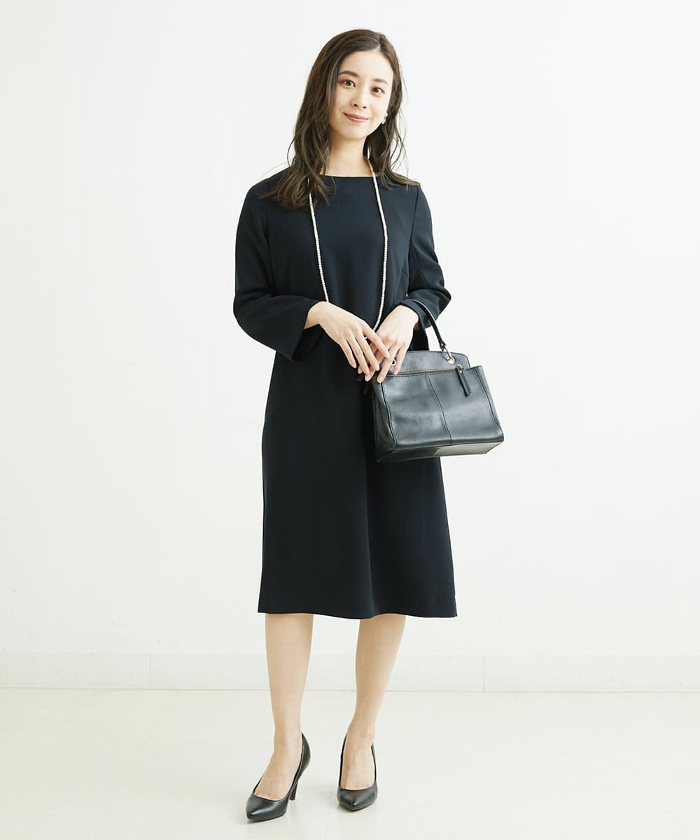F6EDS04330 MICHEL KLEIN(小さいサイズ)(メゾン ドゥ サンク) [小さいサイズ]2WAYスリットスリーブワンピース ブラック(94)