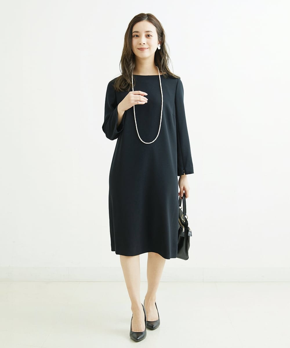 F6EDS04330 MICHEL KLEIN(小さいサイズ)(メゾン ドゥ サンク) [小さいサイズ]2WAYスリットスリーブワンピース ブラック(94)