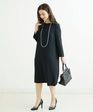 F6EDS04330 MICHEL KLEIN(小さいサイズ)(メゾン ドゥ サンク) [小さいサイズ]2WAYスリットスリーブワンピース ブラック(94)
