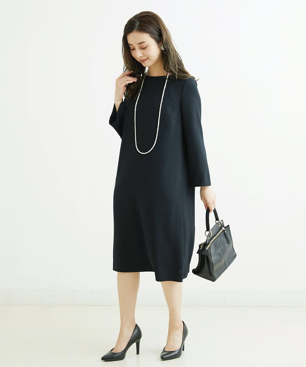 F6EDS04330 MICHEL KLEIN(小さいサイズ)(メゾン ドゥ サンク) [小さいサイズ]2WAYスリットスリーブワンピース ブラック(94)