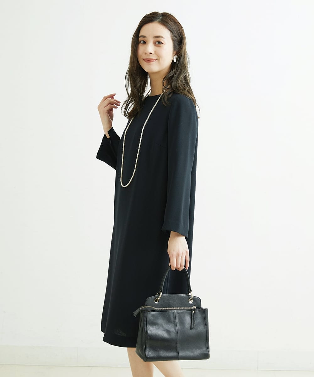 F6EDS04330 MICHEL KLEIN(小さいサイズ)(メゾン ドゥ サンク) [小さいサイズ]2WAYスリットスリーブワンピース ブラック(94)