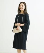 F6EDS04330 MICHEL KLEIN(小さいサイズ)(メゾン ドゥ サンク) [小さいサイズ]2WAYスリットスリーブワンピース ブラック(94)