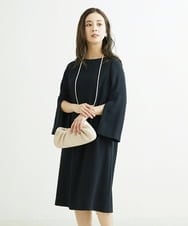 F6EDS04330 MICHEL KLEIN(小さいサイズ)(メゾン ドゥ サンク) [小さいサイズ]2WAYスリットスリーブワンピース ブラック(94)