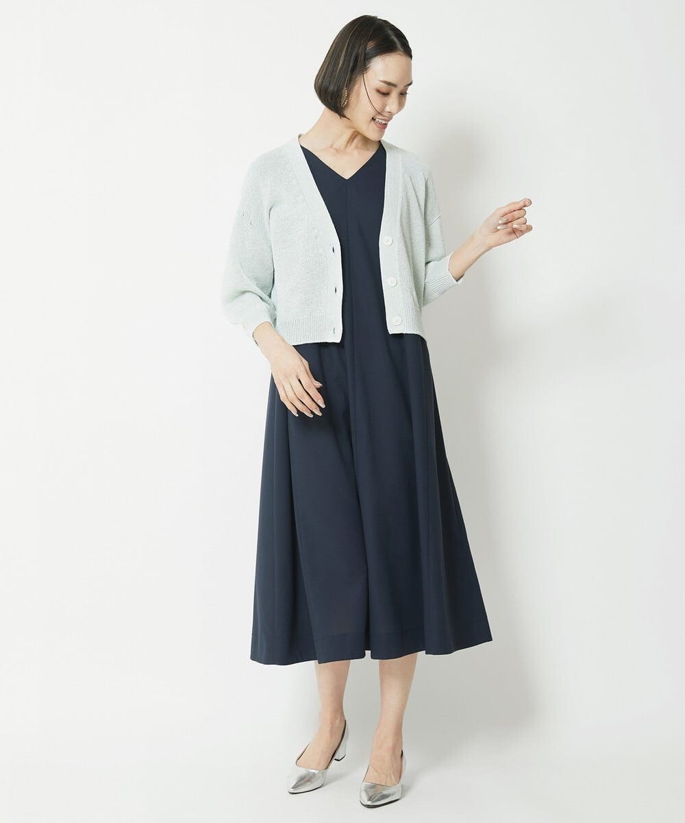F6EFV25300 MICHEL KLEIN(小さいサイズ)(メゾン ドゥ サンク) [小さいサイズ]リネンライクワンピース ライトグリーン(30)
