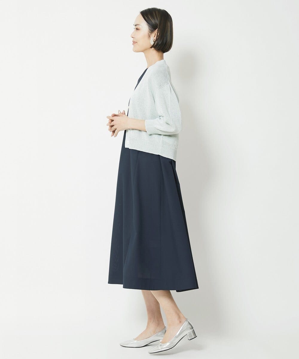 F6EFV25300 MICHEL KLEIN(小さいサイズ)(メゾン ドゥ サンク) [小さいサイズ]リネンライクワンピース ライトグリーン(30)