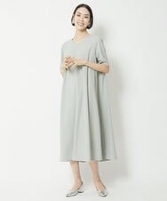 F6EFV25300 MICHEL KLEIN(小さいサイズ)(メゾン ドゥ サンク) [小さいサイズ]リネンライクワンピース ライトグリーン(30)