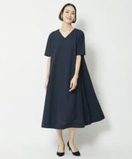 F6EFV25300 MICHEL KLEIN(小さいサイズ)(メゾン ドゥ サンク) [小さいサイズ]リネンライクワンピース ライトグリーン(30)