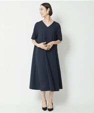 F6EFV25300 MICHEL KLEIN(小さいサイズ)(メゾン ドゥ サンク) [小さいサイズ]リネンライクワンピース ネイビー(57)