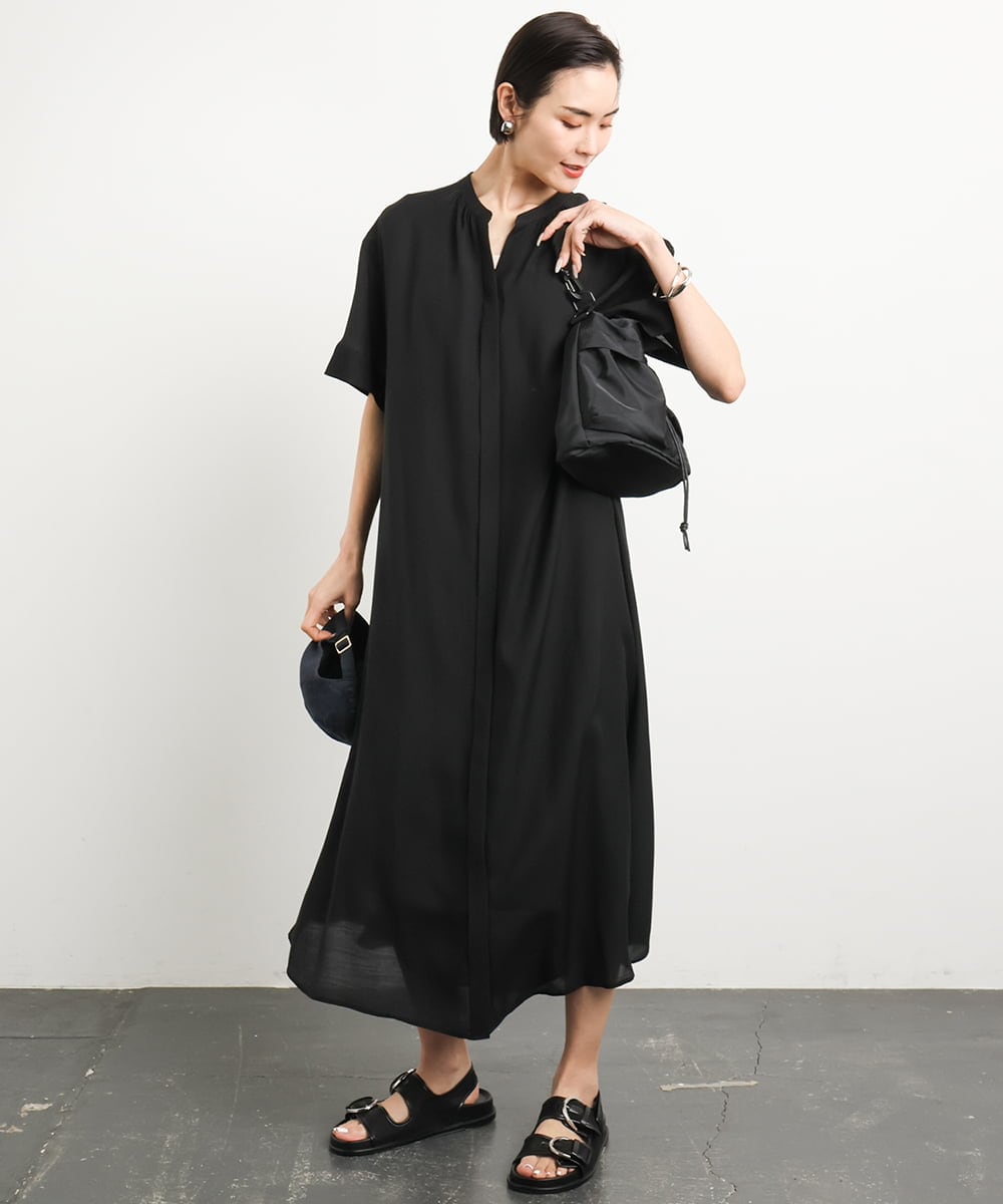 F6EGA05330 MICHEL KLEIN(小さいサイズ)(メゾン ドゥ サンク) [小さいサイズ]3WAYロングシャツワンピース グレー