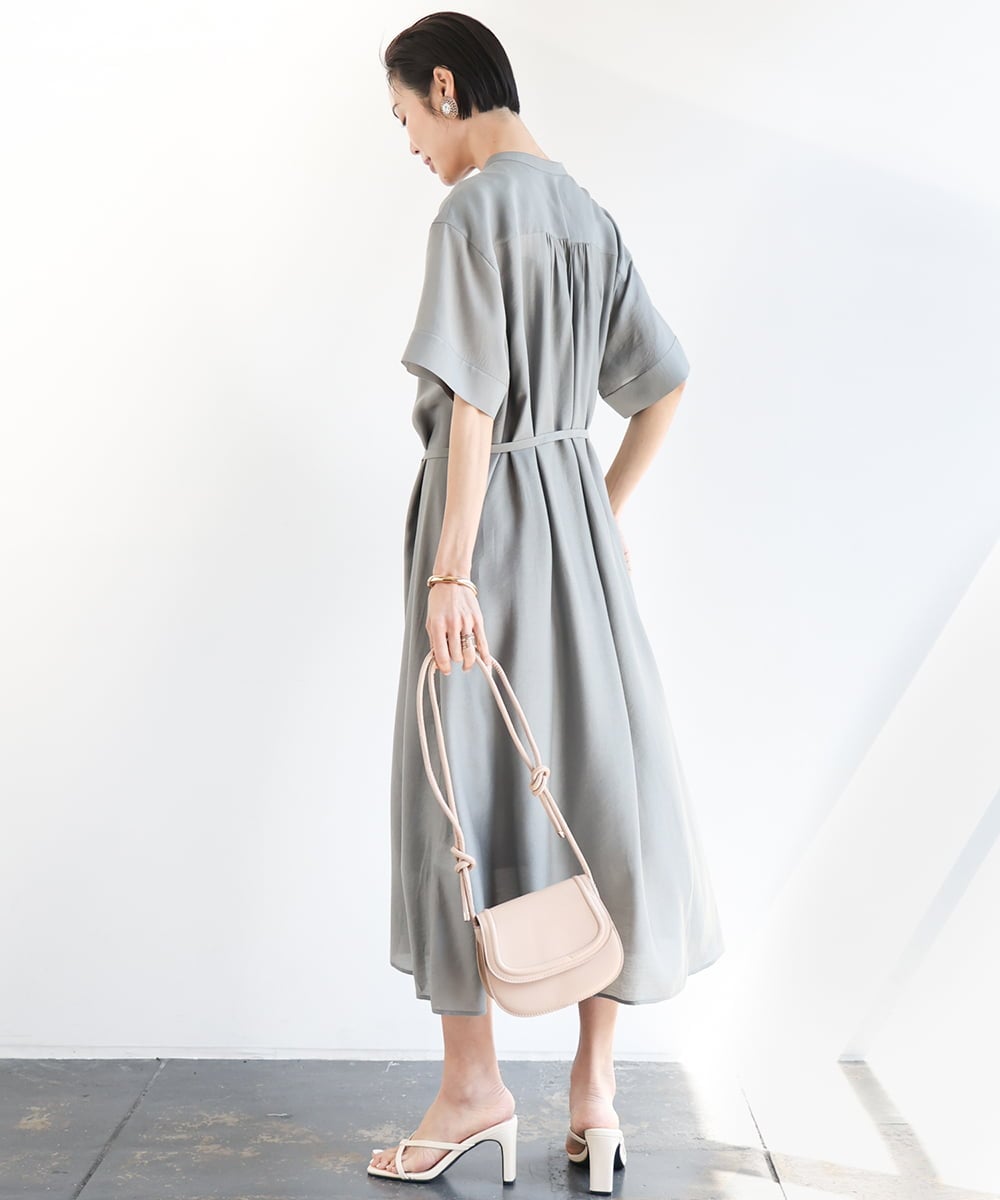 F6EGA05330 MICHEL KLEIN(小さいサイズ)(メゾン ドゥ サンク) [小さいサイズ]3WAYロングシャツワンピース グレー