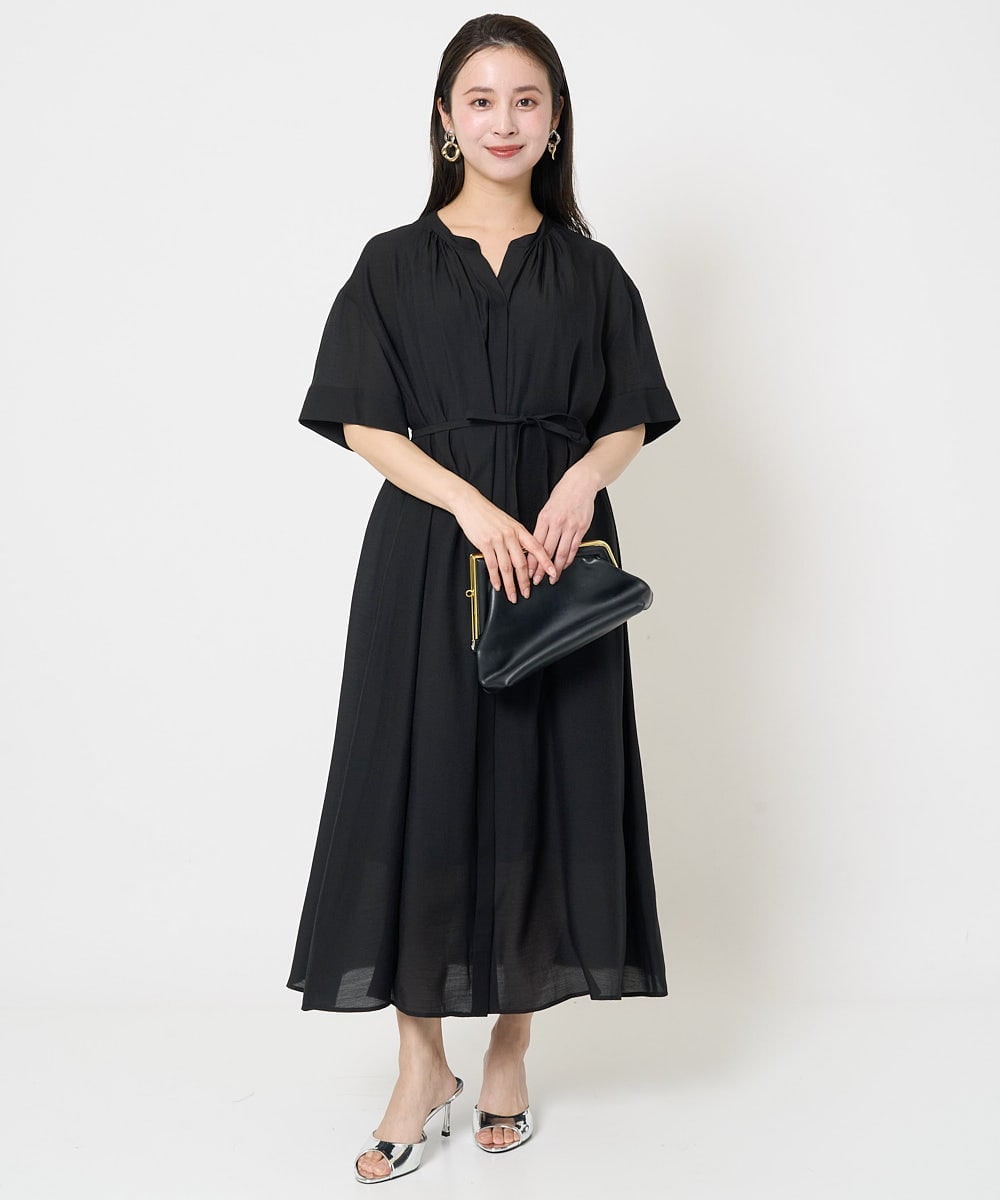 F6EGA05330 MICHEL KLEIN(小さいサイズ)(メゾン ドゥ サンク) [小さいサイズ]3WAYロングシャツワンピース グレー