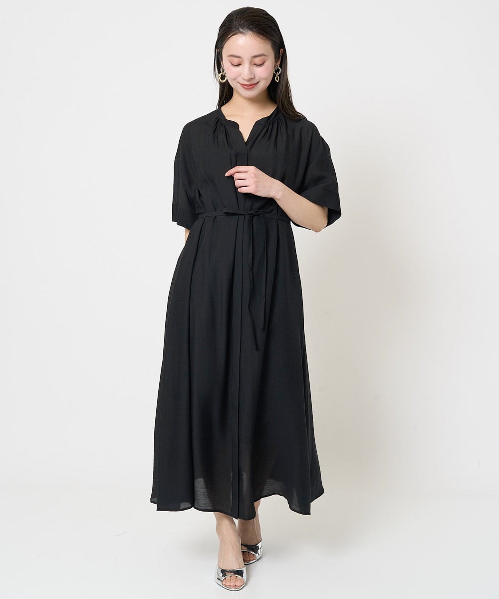 F6EGA05330 MICHEL KLEIN(小さいサイズ)(メゾン ドゥ サンク) [小さいサイズ]3WAYロングシャツワンピース グレー