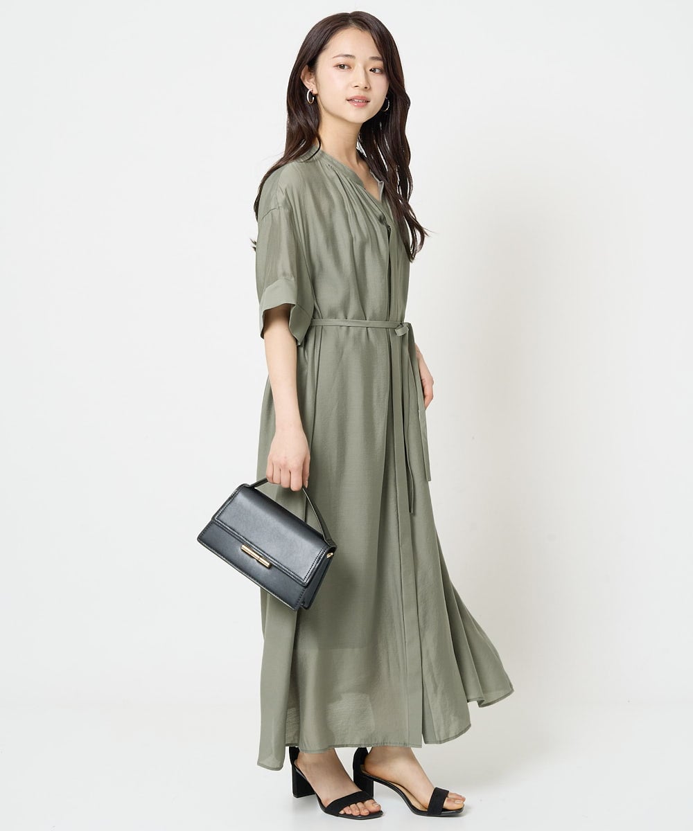 F6EGA05330 MICHEL KLEIN(小さいサイズ)(メゾン ドゥ サンク) [小さいサイズ]3WAYロングシャツワンピース グレー