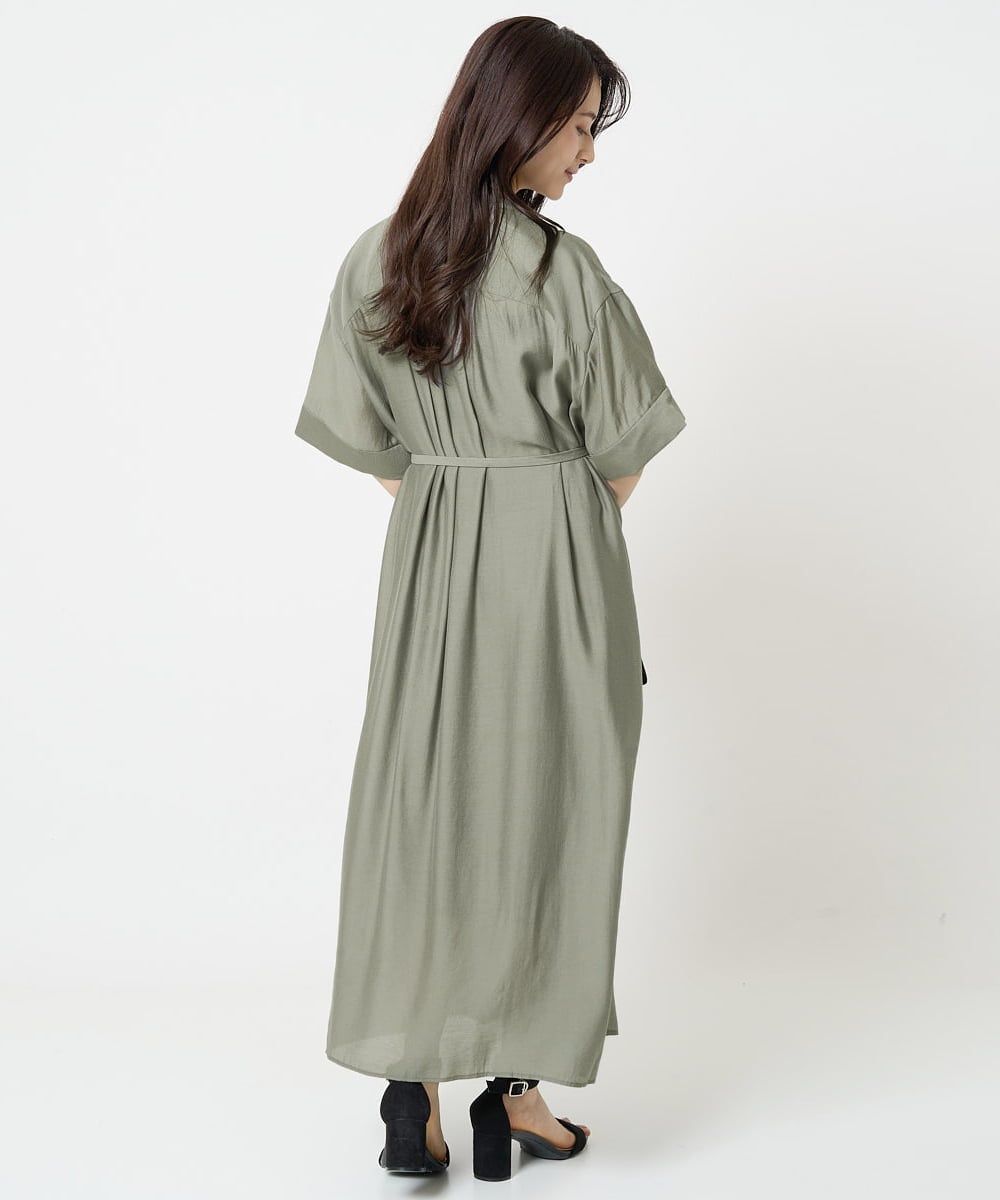 F6EGA05330 MICHEL KLEIN(小さいサイズ)(メゾン ドゥ サンク) [小さいサイズ]3WAYロングシャツワンピース グレー