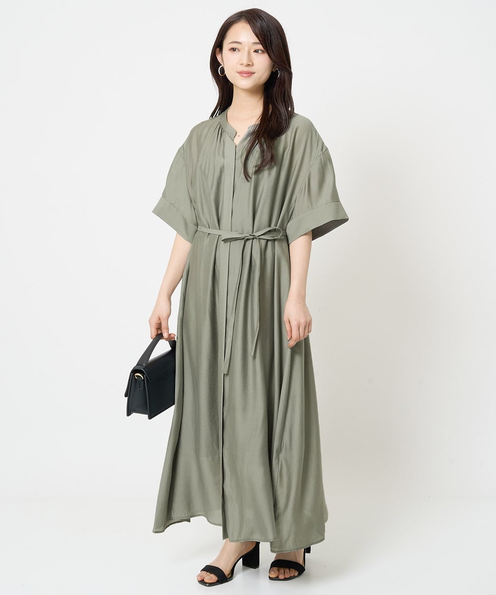 F6EGA05330 MICHEL KLEIN(小さいサイズ)(メゾン ドゥ サンク) [小さいサイズ]3WAYロングシャツワンピース グレー