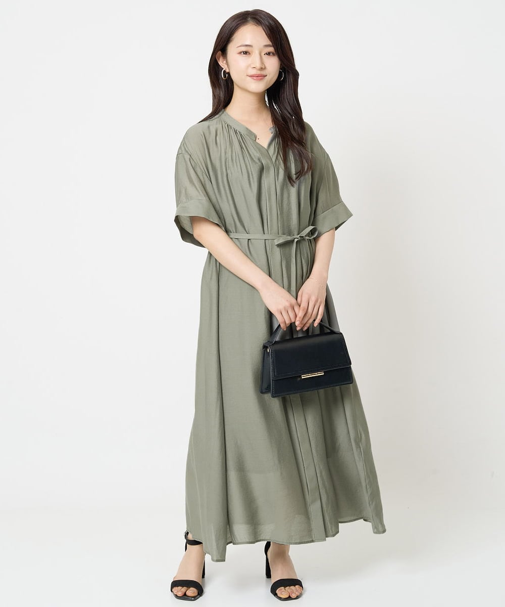 F6EGA05330 MICHEL KLEIN(小さいサイズ)(メゾン ドゥ サンク) [小さいサイズ]3WAYロングシャツワンピース グレー