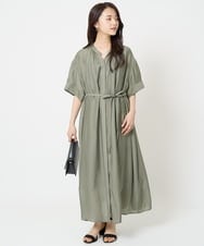 F6EGA05330 MICHEL KLEIN(小さいサイズ)(メゾン ドゥ サンク) [小さいサイズ]3WAYロングシャツワンピース グレー
