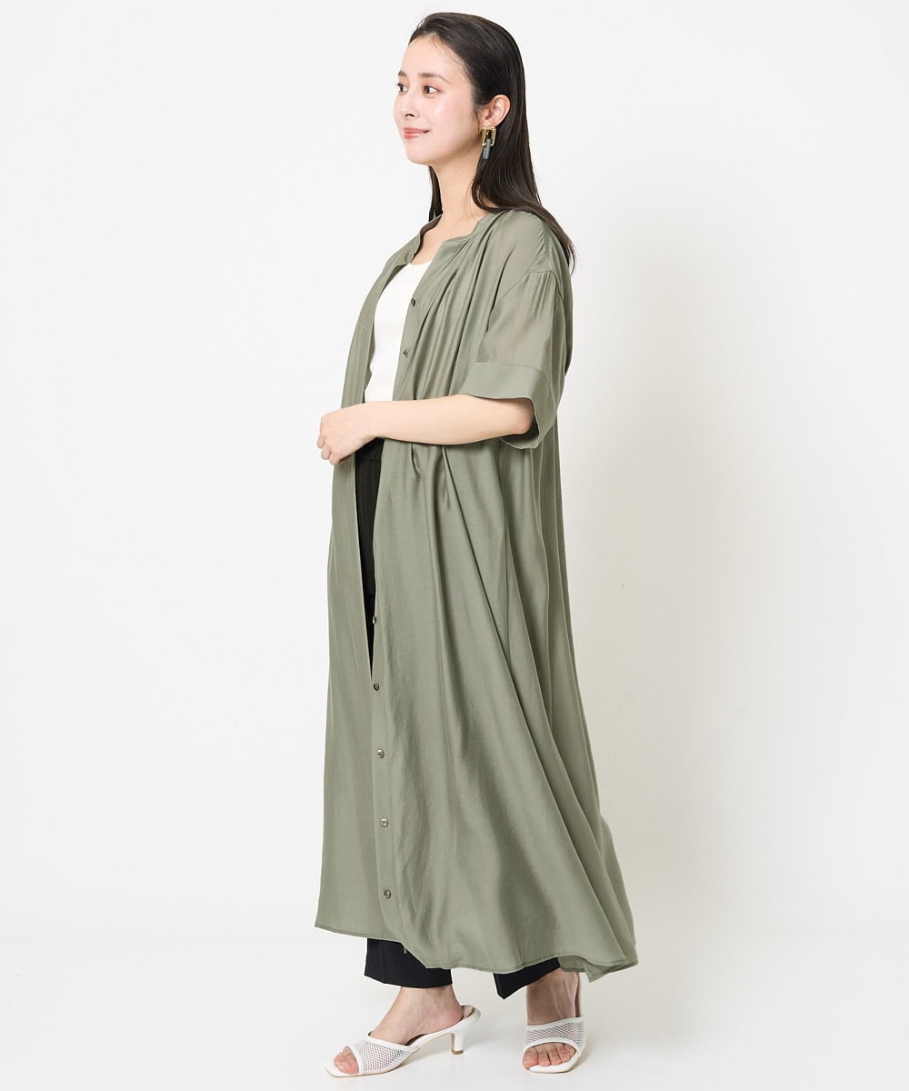 F6EGA05330 MICHEL KLEIN(小さいサイズ)(メゾン ドゥ サンク) [小さいサイズ]3WAYロングシャツワンピース グレー