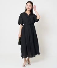 F6EGA05330 MICHEL KLEIN(小さいサイズ)(メゾン ドゥ サンク) [小さいサイズ]3WAYロングシャツワンピース ブラック