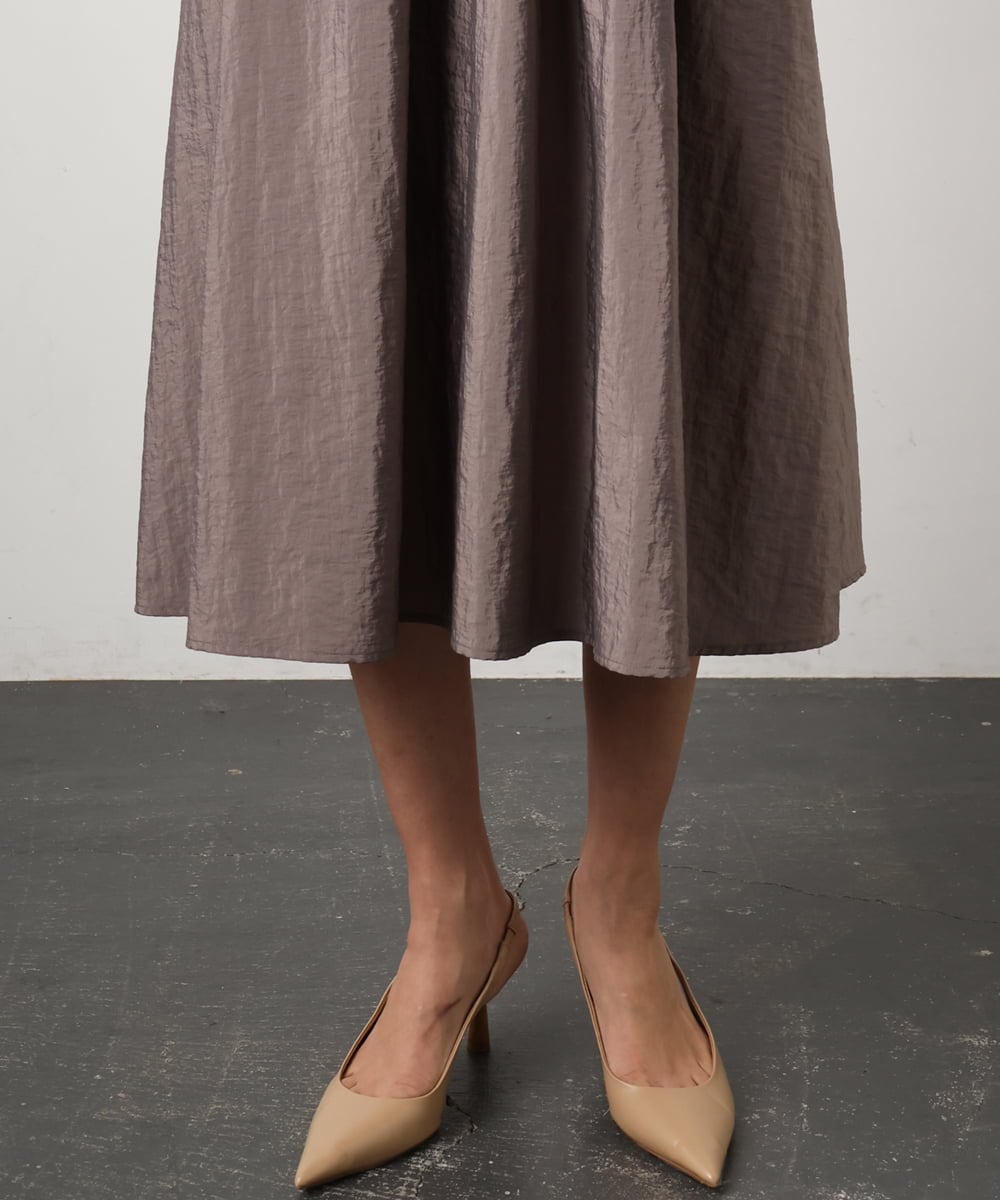 F6EGD07390 MICHEL KLEIN(小さいサイズ)(メゾン ドゥ サンク) [小さいサイズ]ナイロンクロス ギャザーワンピース ブラック