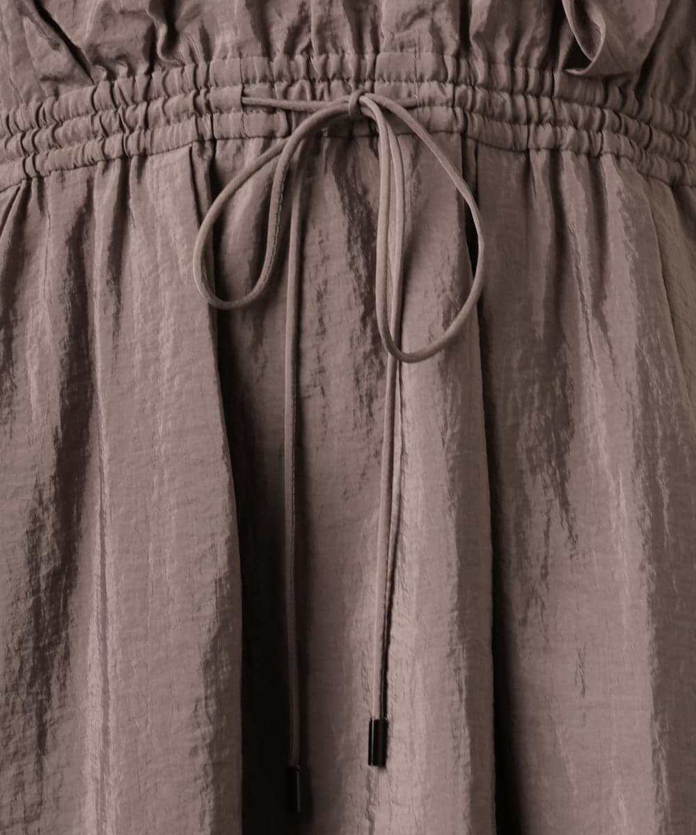 F6EGD07390 MICHEL KLEIN(小さいサイズ)(メゾン ドゥ サンク) [小さいサイズ]ナイロンクロス ギャザーワンピース ブラック