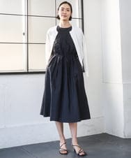 F6EGD07390 MICHEL KLEIN(小さいサイズ)(メゾン ドゥ サンク) [小さいサイズ]ナイロンクロス ギャザーワンピース ブラック