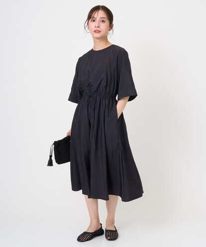 F6EGD07390  [小さいサイズ]ナイロンクロス ギャザーワンピース