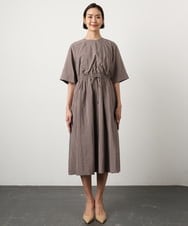 F6EGD07390 MICHEL KLEIN(小さいサイズ)(メゾン ドゥ サンク) [小さいサイズ]ナイロンクロス ギャザーワンピース ブラック