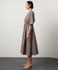 F6EGD07390 MICHEL KLEIN(小さいサイズ)(メゾン ドゥ サンク) [小さいサイズ]ナイロンクロス ギャザーワンピース ブラック