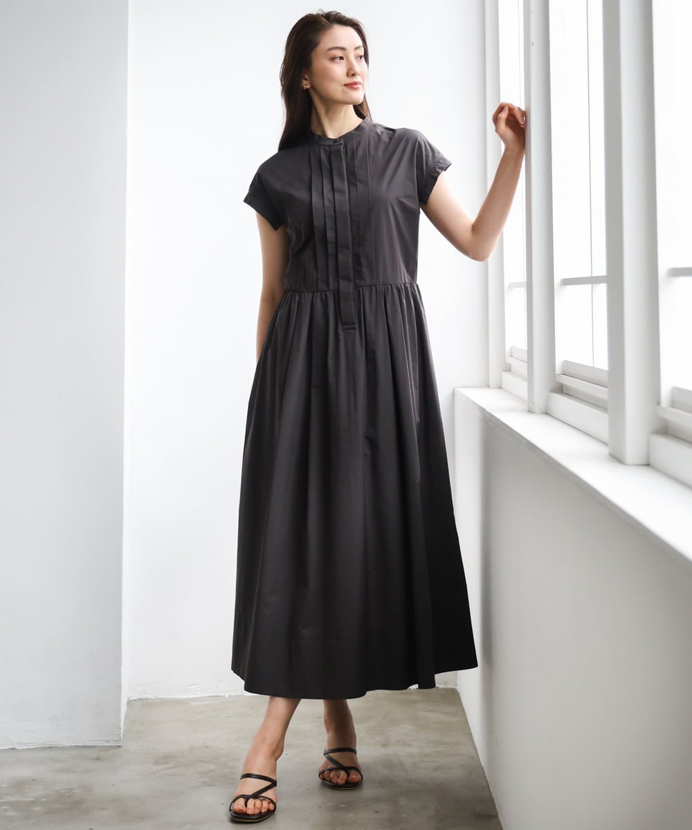 F6EGD09450 MICHEL KLEIN(小さいサイズ)(メゾン ドゥ サンク) [小さいサイズ]フレンチスリーブフレアワンピース ブラック