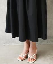 F6EGD09450 MICHEL KLEIN(小さいサイズ)(メゾン ドゥ サンク) [小さいサイズ]フレンチスリーブフレアワンピース ブラック