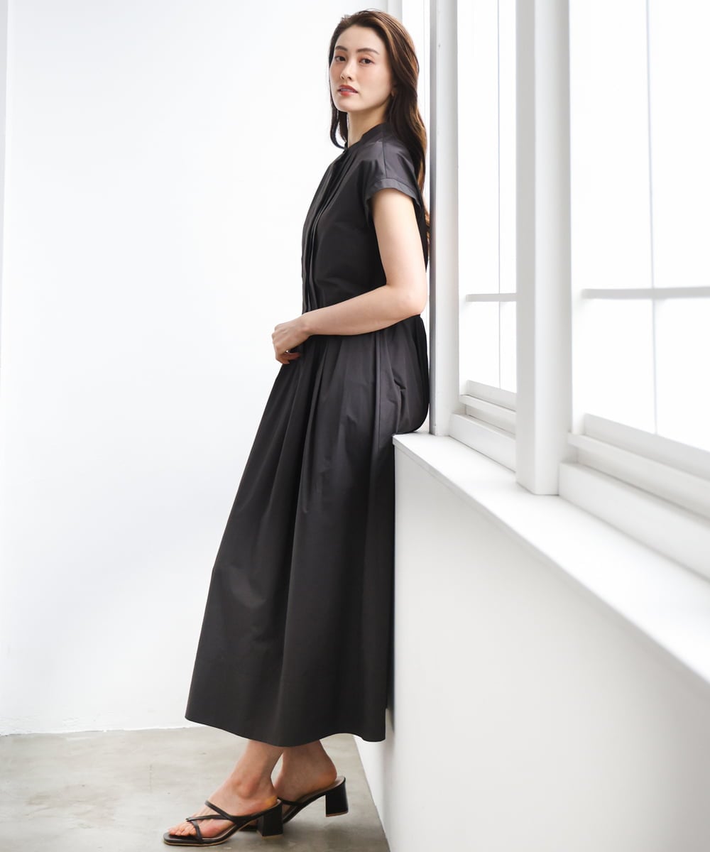 F6EGD09450 MICHEL KLEIN(小さいサイズ)(メゾン ドゥ サンク) [小さいサイズ]フレンチスリーブフレアワンピース ブラック