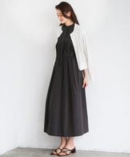 F6EGD09450 MICHEL KLEIN(小さいサイズ)(メゾン ドゥ サンク) [小さいサイズ]フレンチスリーブフレアワンピース ブラック