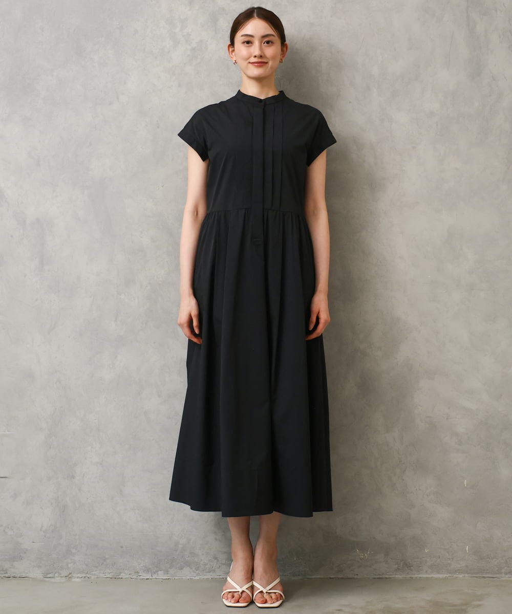 F6EGD09450 MICHEL KLEIN(小さいサイズ)(メゾン ドゥ サンク) [小さいサイズ]フレンチスリーブフレアワンピース ブラック