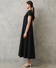 F6EGD09450 MICHEL KLEIN(小さいサイズ)(メゾン ドゥ サンク) [小さいサイズ]フレンチスリーブフレアワンピース ブラック