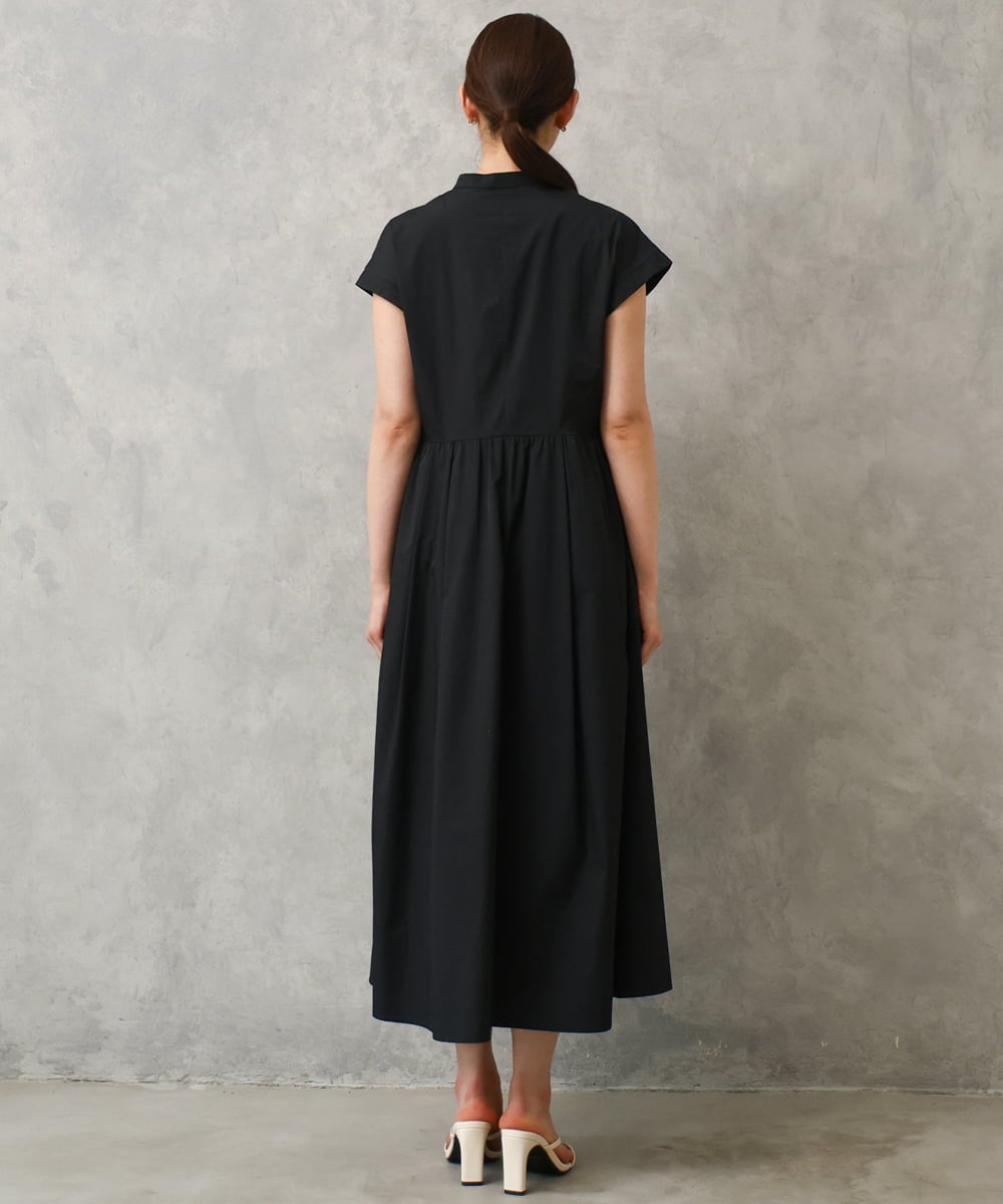 F6EGD09450 MICHEL KLEIN(小さいサイズ)(メゾン ドゥ サンク) [小さいサイズ]フレンチスリーブフレアワンピース ブラック