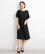 F6EGS43350 MICHEL KLEIN(小さいサイズ)(メゾン ドゥ サンク) [小さいサイズ]2WAY タックデザインベルト付きワンピース ブラウン(87)