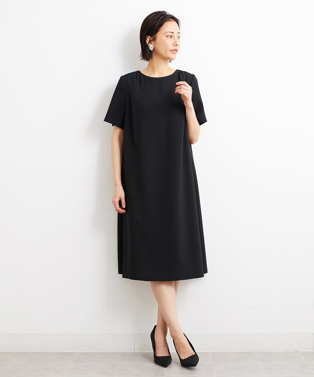 F6EGS43350 MICHEL KLEIN(小さいサイズ)(メゾン ドゥ サンク) [小さいサイズ]2WAY タックデザインベルト付きワンピース ブラウン(87)