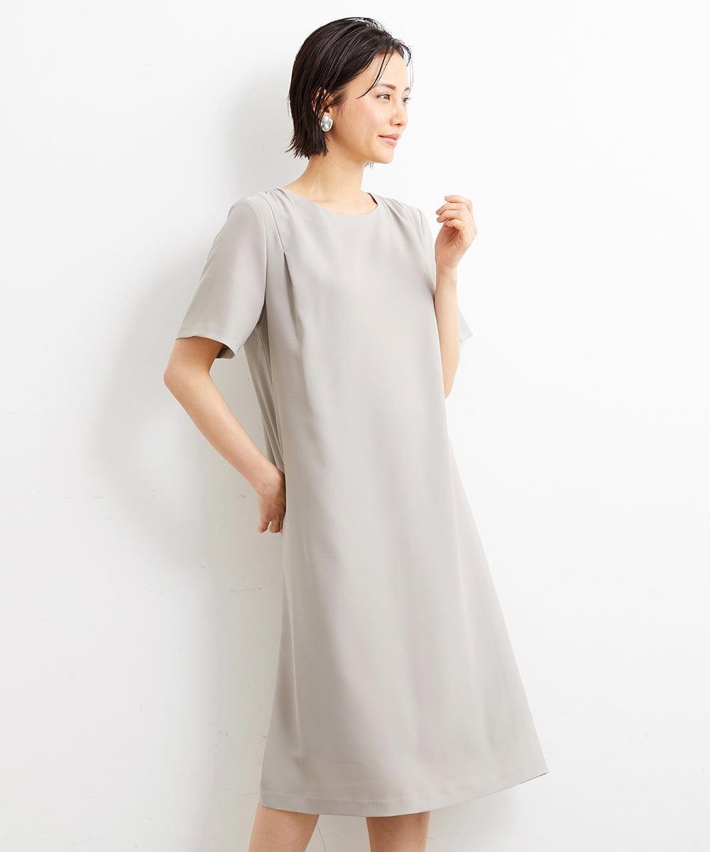 F6EGS43350 MICHEL KLEIN(小さいサイズ)(メゾン ドゥ サンク) [小さいサイズ]2WAY タックデザインベルト付きワンピース ブラウン(87)