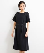 F6EGS43350 MICHEL KLEIN(小さいサイズ)(メゾン ドゥ サンク) [小さいサイズ]2WAY タックデザインベルト付きワンピース ブラウン(87)