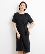 F6EGS43350 MICHEL KLEIN(小さいサイズ)(メゾン ドゥ サンク) [小さいサイズ]2WAY タックデザインベルト付きワンピース ブラック(94)