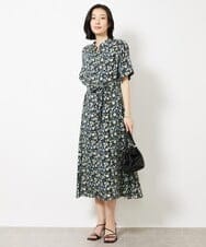 F6EGV46390 MICHEL KLEIN(小さいサイズ)(メゾン ドゥ サンク) [小さいサイズ]フラワープリント3WAYワンピース(オリジナルプリント) ネイビー系(57)