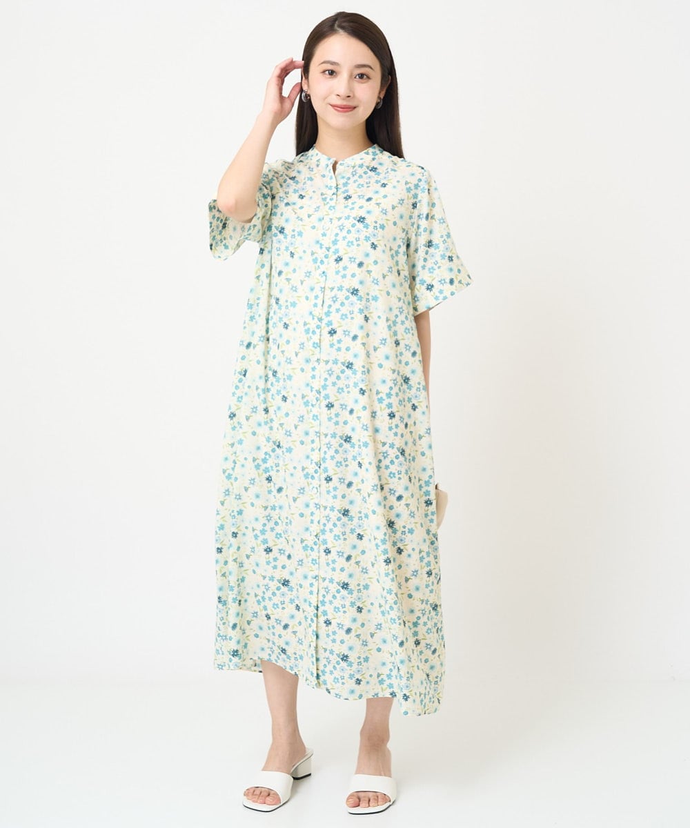 F6EGV46390 MICHEL KLEIN(小さいサイズ)(メゾン ドゥ サンク) [小さいサイズ]フラワープリント3WAYワンピース(オリジナルプリント) ネイビー系(57)