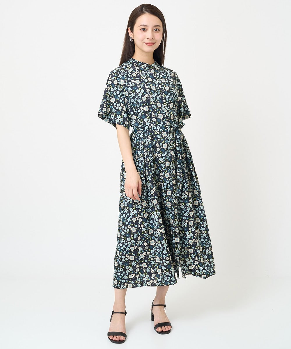 F6EGV46390 MICHEL KLEIN(小さいサイズ)(メゾン ドゥ サンク) [小さいサイズ]フラワープリント3WAYワンピース(オリジナルプリント) ネイビー系(57)