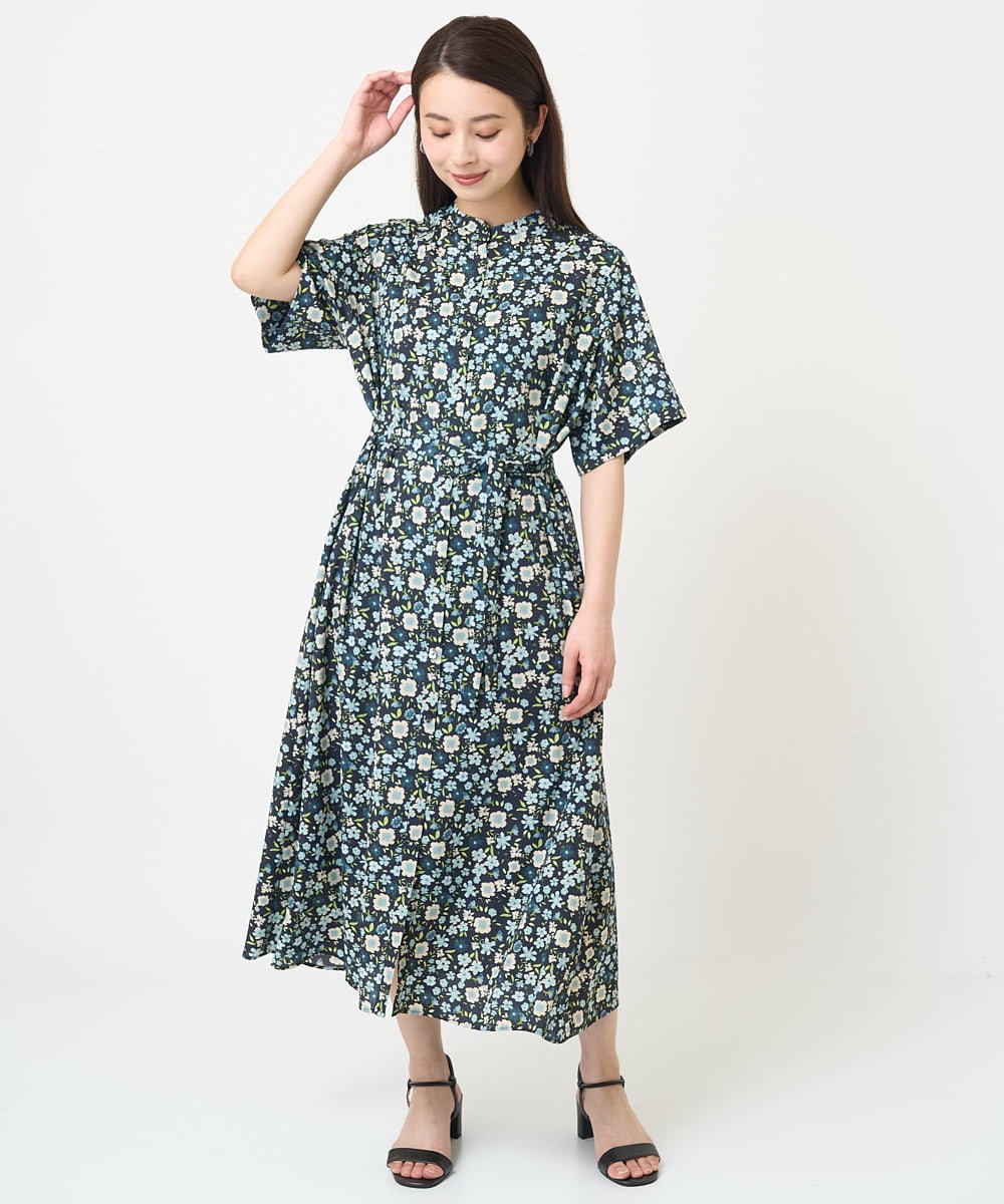 F6EGV46390 MICHEL KLEIN(小さいサイズ)(メゾン ドゥ サンク) [小さいサイズ]フラワープリント3WAYワンピース(オリジナルプリント) ネイビー系(57)