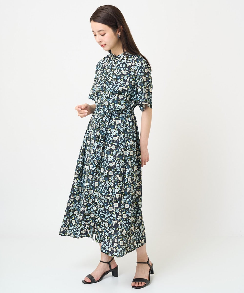 F6EGV46390 MICHEL KLEIN(小さいサイズ)(メゾン ドゥ サンク) [小さいサイズ]フラワープリント3WAYワンピース(オリジナルプリント) ネイビー系(57)